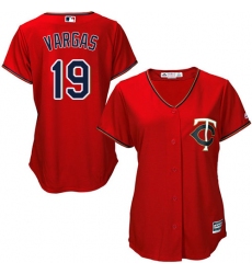 Women's Majestic Minnesota Twins #19 Kennys Vargas Authentic Scarlet Alternate Cool Base MLB Jersey