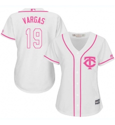 Women's Majestic Minnesota Twins #19 Kennys Vargas Authentic White Fashion Cool Base MLB Jersey