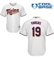 Youth Majestic Minnesota Twins #19 Kennys Vargas Replica White Home Cool Base MLB Jersey