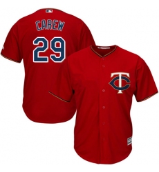 Youth Majestic Minnesota Twins #29 Rod Carew Authentic Scarlet Alternate Cool Base MLB Jersey