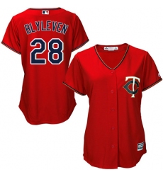 Women's Majestic Minnesota Twins #28 Bert Blyleven Authentic Scarlet Alternate Cool Base MLB Jersey