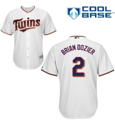 Youth Majestic Minnesota Twins #2 Brian Dozier Authentic White Home Cool Base MLB Jersey