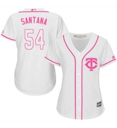 Women's Majestic Minnesota Twins #54 Ervin Santana Authentic White Fashion Cool Base MLB Jersey