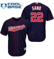 Men's Majestic Minnesota Twins #22 Miguel Sano Replica Navy Blue Alternate Road Cool Base MLB Jersey