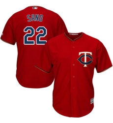 Youth Majestic Minnesota Twins #22 Miguel Sano Authentic Scarlet Alternate Cool Base MLB Jersey