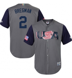 Men's USA Baseball Majestic #2 Alex Bregman Gray 2017 World Baseball Classic Replica Team Jersey