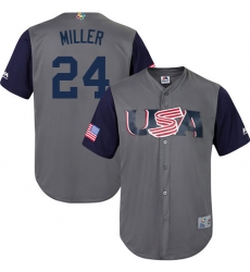 Men's USA Baseball Majestic #24 Andrew Miller Gray 2017 World Baseball Classic Replica Team Jersey