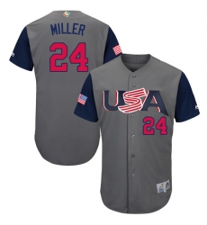 Youth USA Baseball Majestic #24 Andrew Miller Gray 2017 World Baseball Classic Authentic Team Jersey