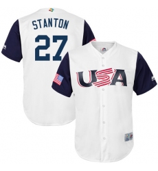 Men's USA Baseball Majestic #27 Giancarlo Stanton White 2017 World Baseball Classic Replica Team Jersey