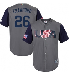 Youth USA Baseball Majestic #26 Brandon Crawford Gray 2017 World Baseball Classic Replica Team Jersey