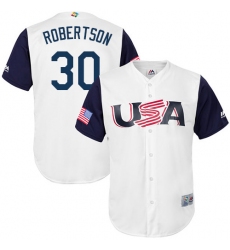 Youth USA Baseball Majestic #30 David Robertson White 2017 World Baseball Classic Replica Team Jersey