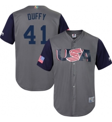 Men's USA Baseball Majestic #41 Danny Duffy Gray 2017 World Baseball Classic Replica Team Jersey