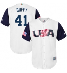 Youth USA Baseball Majestic #41 Danny Duffy White 2017 World Baseball Classic Replica Team Jersey