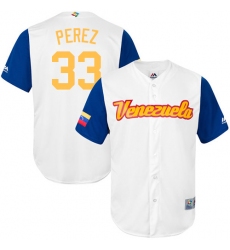 Men's Venezuela Baseball Majestic #33 Martin Perez White 2017 World Baseball Classic Replica Team Jersey