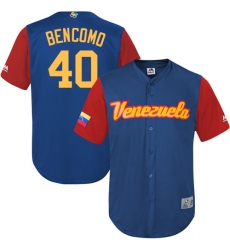 Men's Venezuela Baseball Majestic #40 Omar Bencomo Royal Blue 2017 World Baseball Classic Replica Team Jersey