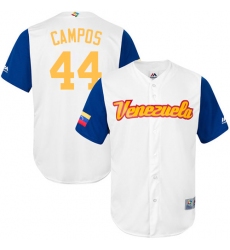 Men's Venezuela Baseball Majestic #44 Leonel Campos White 2017 World Baseball Classic Replica Team Jersey