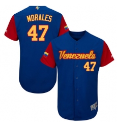 Men's Venezuela Baseball Majestic #47 Franklin Morales Royal Blue 2017 World Baseball Classic Authentic Team Jersey