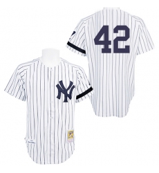 Men's Mitchell and Ness Practice New York Yankees #42 Mariano Rivera Authentic White Throwback MLB Jersey