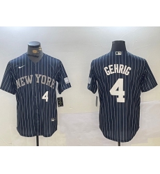Men's New York Yankees #4 Lou Gehrig Navy Pinstripe Fashion Cool Base Jersey