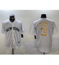 Men's New York Yankees #3 Babe Ruth White Pinstripe Fashion Cool Base Jersey