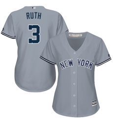 Women's Majestic New York Yankees #3 Babe Ruth Replica Navy Blue Alternate MLB Jersey