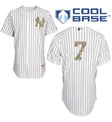 Men's Majestic New York Yankees #7 Mickey Mantle Replica White USMC Cool Base MLB Jersey