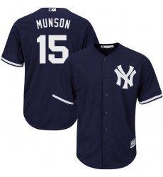 Men's Majestic New York Yankees #15 Thurman Munson Replica Navy Blue Alternate MLB Jersey
