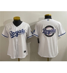 Women's Kansas City Royals Team Big Logo White Cool Base Stitched Jersey(Run Small)