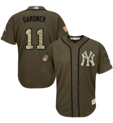 Men's Majestic New York Yankees #11 Brett Gardner Authentic Green Salute to Service MLB Jersey