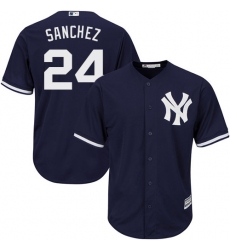 Youth Majestic New York Yankees #24 Gary Sanchez Authentic Navy Blue Alternate MLB Jersey