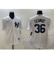 Men's New York Yankees #36 Clarke Schmidt White Cool Base Stitched Baseball Jersey