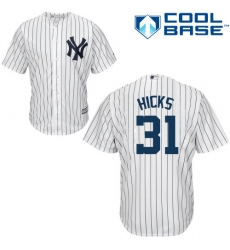 Youth Majestic New York Yankees #31 Aaron Hicks Authentic White Home MLB Jersey