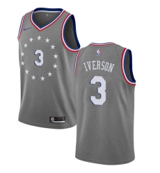 Youth Nike Philadelphia 76ers #3 Allen Iverson Swingman Gray NBA Jersey - City Edition