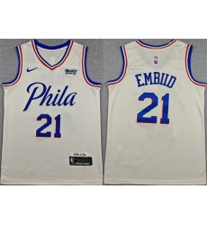 Men's Philadelphia 76ers #21 Joel Embiid Cream City Edition Swingman Stitched Jersey