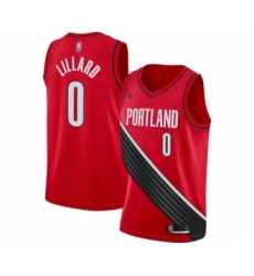 Men's Portland Trail Blazers #0 Damian Lillard Authentic Red Finished Basketball Jersey - Statement Edition