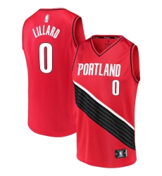 Men's Portland Trail Blazers #0 Damian Lillard Fanatics Branded Red 2020-21 Fast Break Replica Jersey