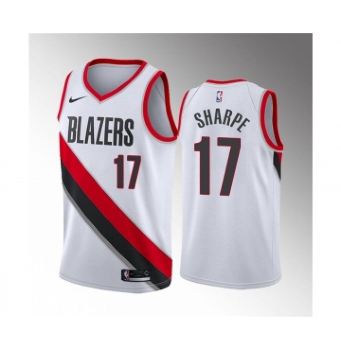 Men's Portland Trail Blazers #17 Shaedon Sharpe White Association Edition Stitched Basketball Jersey