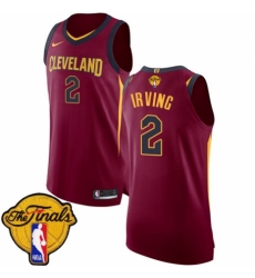 Men's Nike Cleveland Cavaliers #2 Kyrie Irving Authentic Maroon 2018 NBA Finals Bound NBA Jersey - Icon Edition