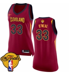 Women's Nike Cleveland Cavaliers #33 Shaquille O'Neal Swingman Maroon 2018 NBA Finals Bound NBA Jersey - Icon Edition