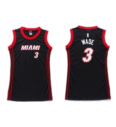 Women's Adidas Miami Heat #3 Dwyane Wade Authentic Black Dress NBA Jersey