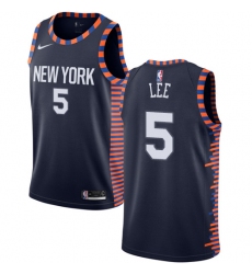 Women's Nike New York Knicks #5 Courtney Lee Swingman Navy Blue NBA Jersey - 2018 19 City Edition