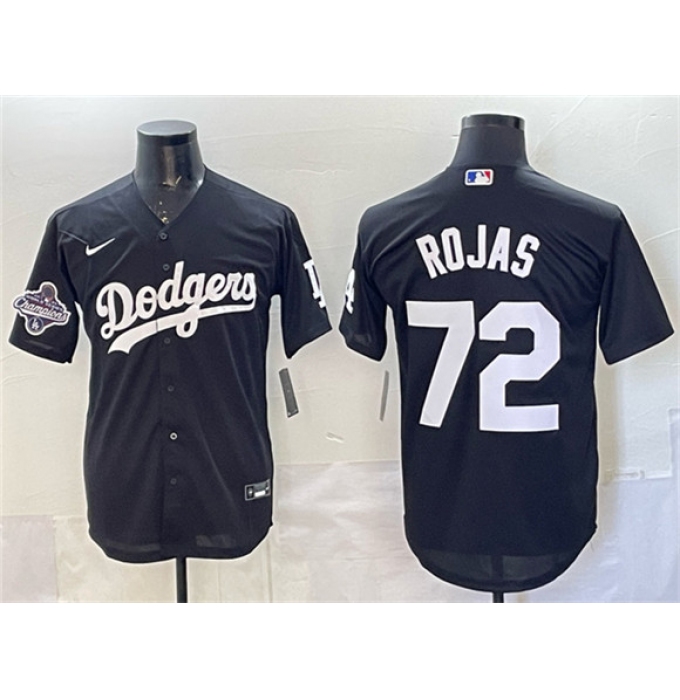Men's Los Angeles Dodgers #72 Miguel Rojas Black 2025 World Series Champions Cool Base Stitched Baseball Jersey