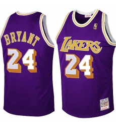 Men's Mitchell and Ness Los Angeles Lakers #24 Kobe Bryant Swingman Purple Throwback NBA Jersey