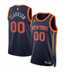 Men's New Yok Knicks #00 Jordan Clarkson Black 2025 Statement Edition Stitched Basketball Jersey