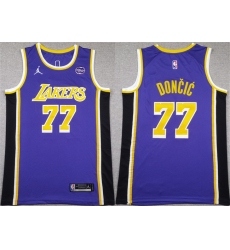 Men's Los Angeles Lakers #77 Luka Doncic Puple 2025 Stitched Basketball Jersey
