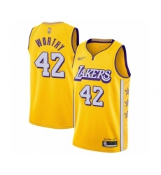 Women's Los Angeles Lakers #42 James Worthy Swingman Gold Basketball Jersey - 2019 20 City Edition