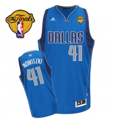 Men's Adidas Dallas Mavericks #41 Dirk Nowitzki Swingman Royal Blue Road Finals Patch NBA Jersey
