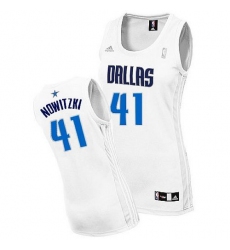 Women's Adidas Dallas Mavericks #41 Dirk Nowitzki Swingman White Home NBA Jersey