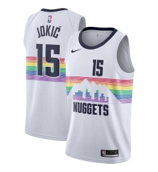 Men's Nike Denver Nuggets #15 Nikola Jokic Swingman White NBA Jersey - City Edition