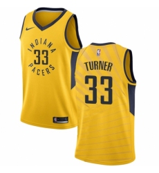 Men's Nike Indiana Pacers #33 Myles Turner Swingman Gold NBA Jersey Statement Edition